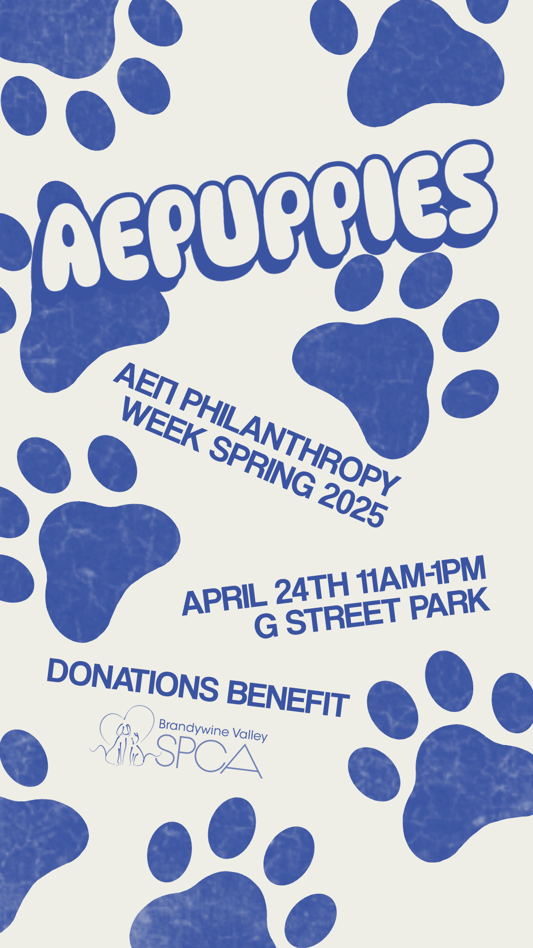 Poster for a GWΑΕΠ philanthropy event in partnership with Brandywine Valley SPCA.