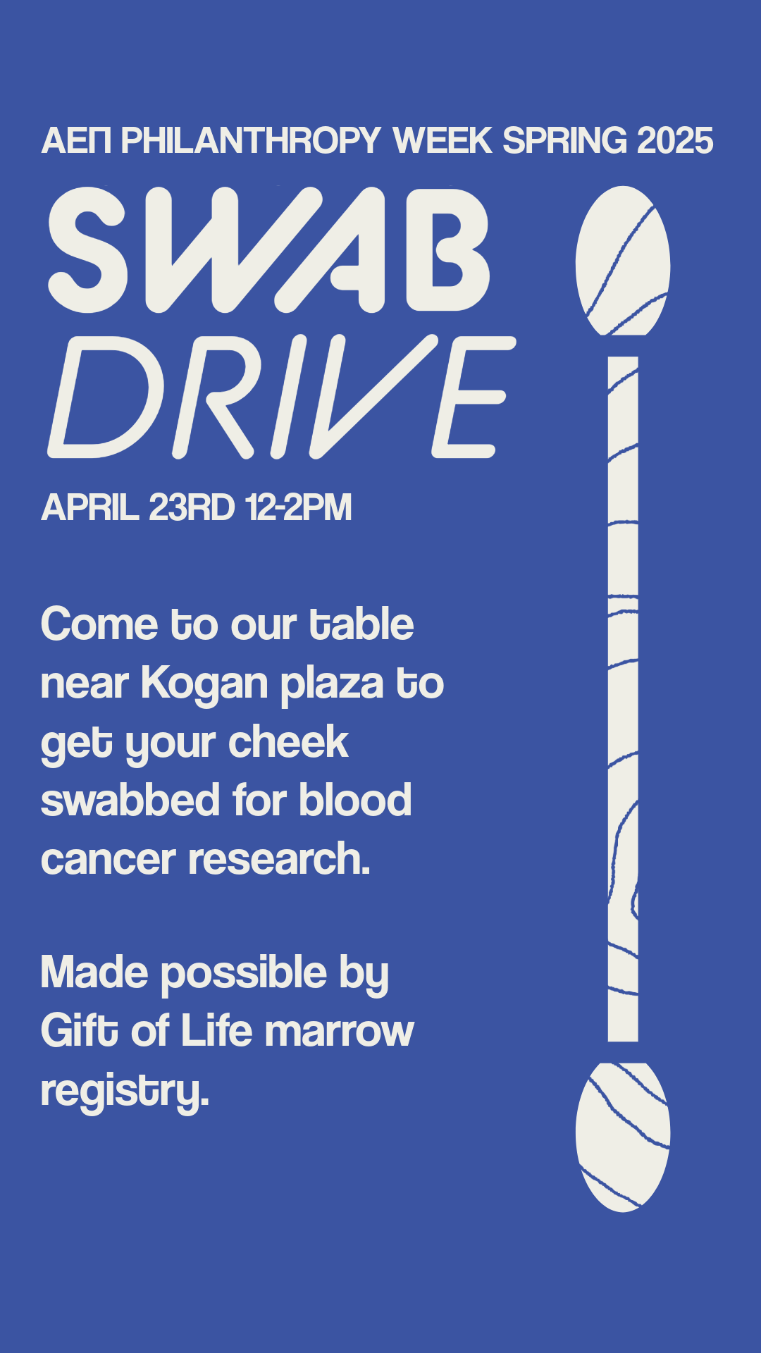 Story post for a GWΑΕΠ swab drive in partnership with Gift of Life Marrow Registry.